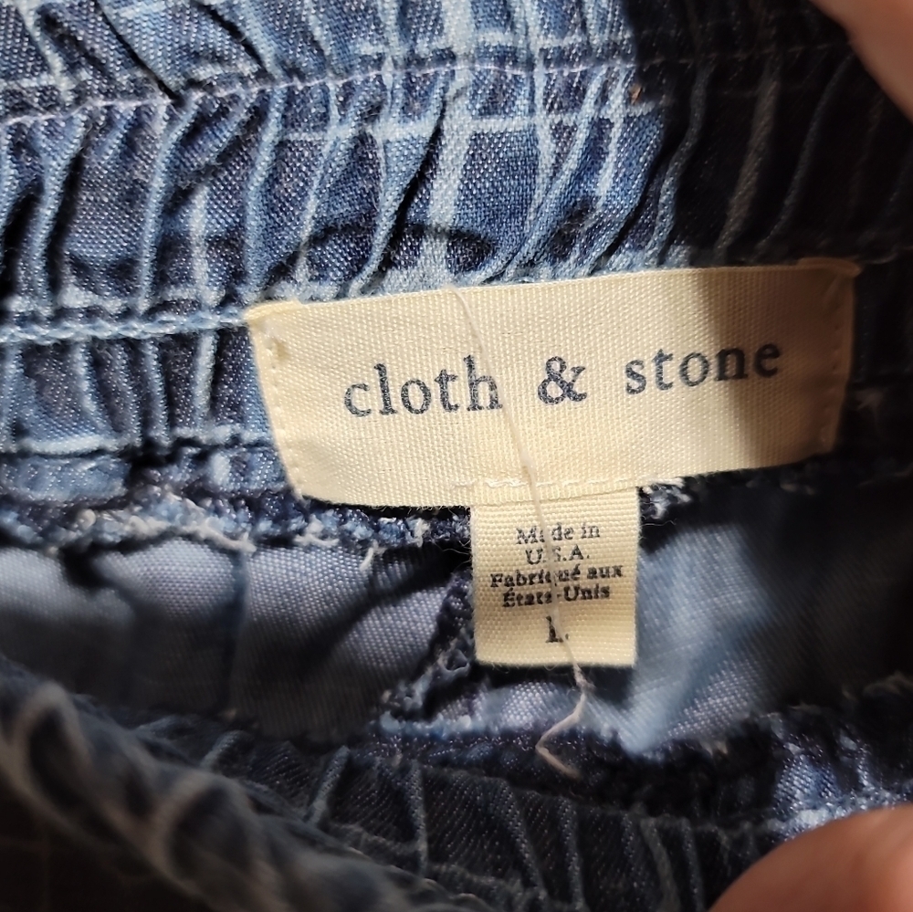 Cloth & Stone Tencel Chambray Jogger Pants Large Patterned Elastic Waist - Picture 3 of 6